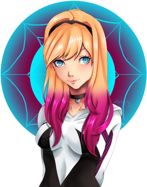 Spider-gwen In The Persona Art Style - Spider-woman (500x613), Png Download
