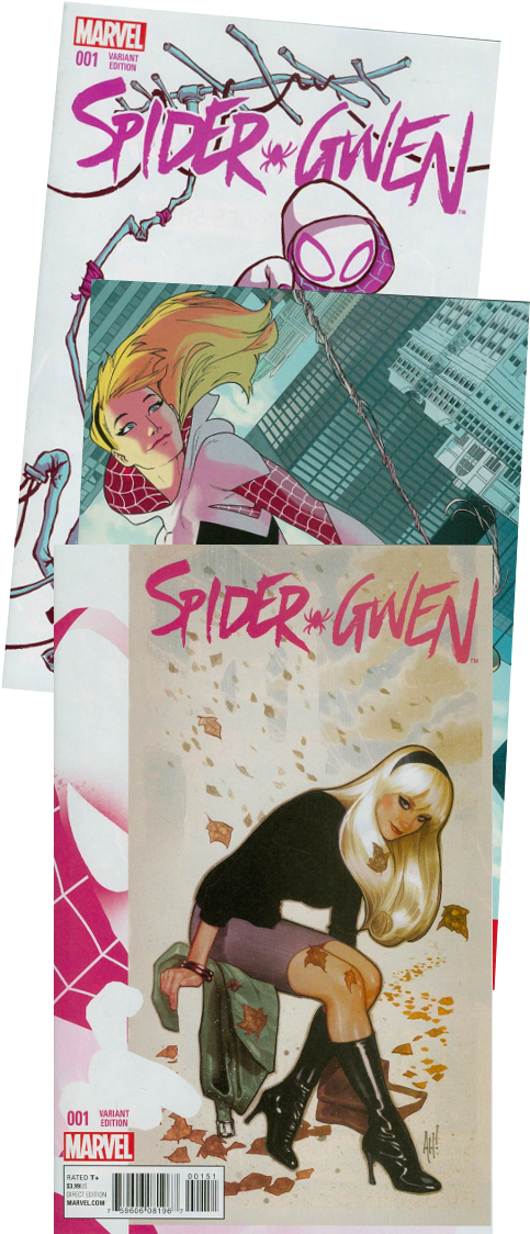 Spider Gwen Variants - Stan Lee Signed Spider-gwen Variant Comic W/hand Drawn (500x1138), Png Download