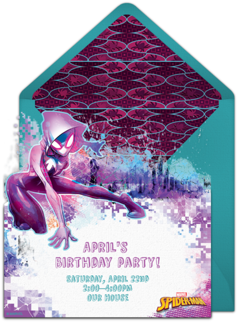 Spider-gwen Action Pose Online Invitation - Poster (650x650), Png Download