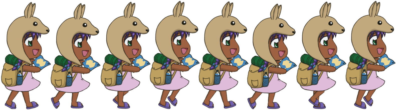 Boy Without Gear Walk Cycle - Cartoon (1600x466), Png Download