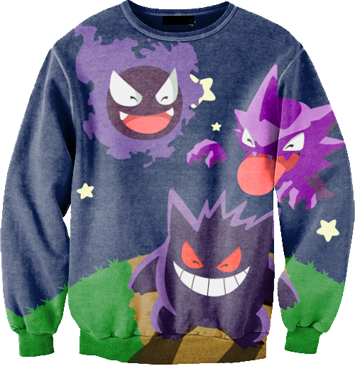 Gastly, Haunter, And Gengar Sweatshirt - You Afraid Of The Dark Sweater (500x516), Png Download