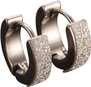 Silver Sparkle Stainless Steel Hoops - Men's Punk Cool Piercing Woman Jewelry Stainle (457x613), Png Download