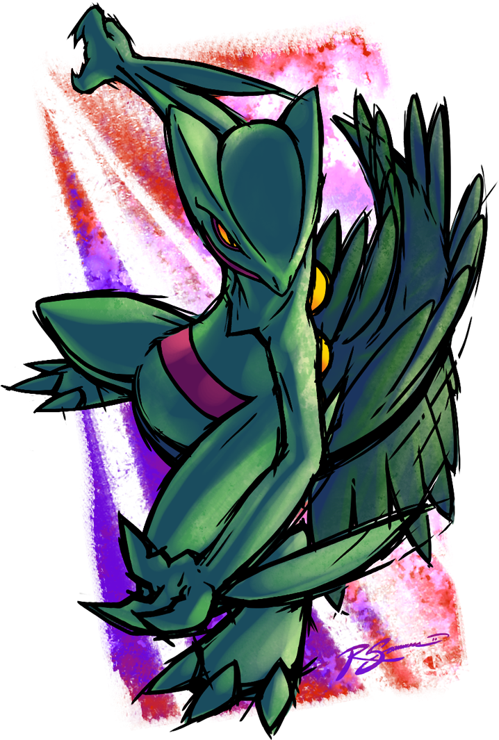Sceptile By Ja-punkster - Drawing Of Pokemon Treecko Mega (721x1072), Png Download