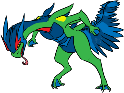 Fusion Merp - Greninja Fused With Sceptile (538x392), Png Download
