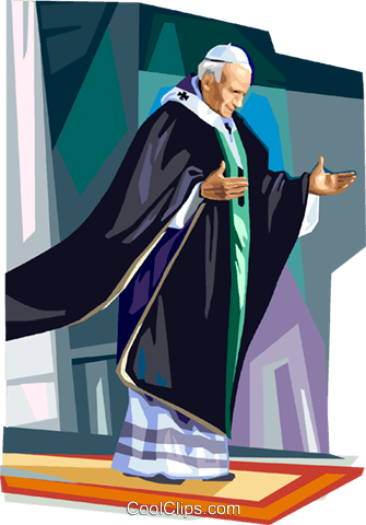 Pope John Paul Ii Royalty Free Vector Clip Art Illustration - Pope John Paul Ii Vector (335x480), Png Download