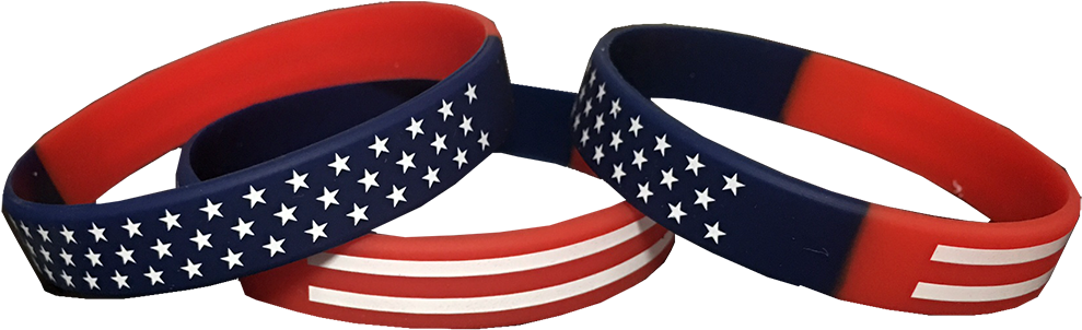 American Flag Silicone Wristbands - Silicone (1000x326), Png Download