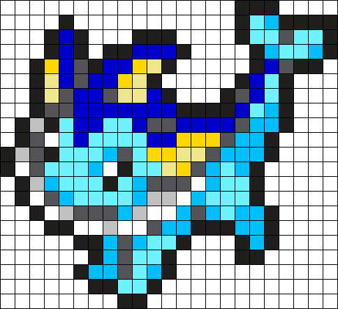 Vaporeon Pokemon Bead Pattern Perler Bead Pattern / - Vaporeon Perler Bead Pattern (484x442), Png Download