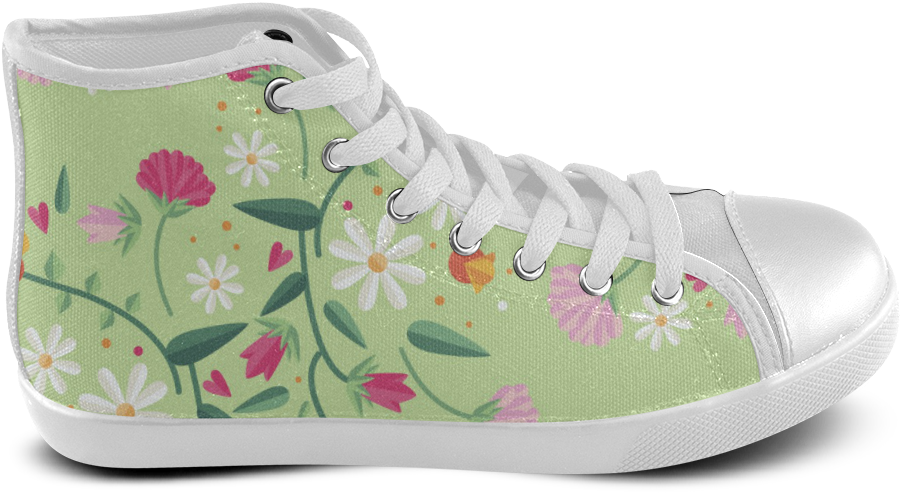 Cute Pink Green Flowers Leaves Women's High Top Canvas - Zazzle Bunter Abstrakter Multiflower Entwurf Iphone (1000x1000), Png Download