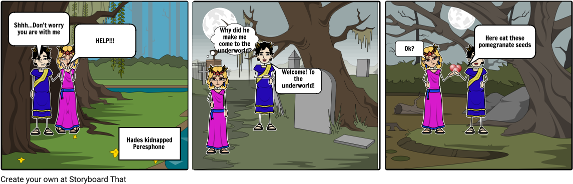 Persephone And Hades - Cartoon (1164x385), Png Download