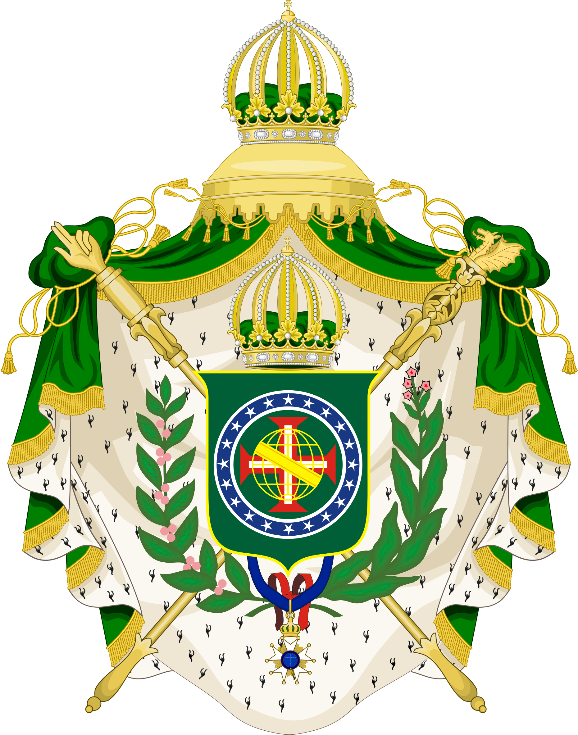 Grand Imperial Arms Of Brazil - Imperial Coat Of Arms (1793x2281), Png Download