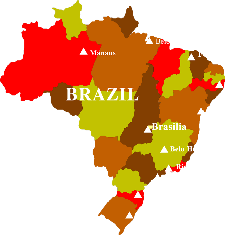 Brazil Clipart Brazil Map - Map Of Brazil Png (958x917), Png Download