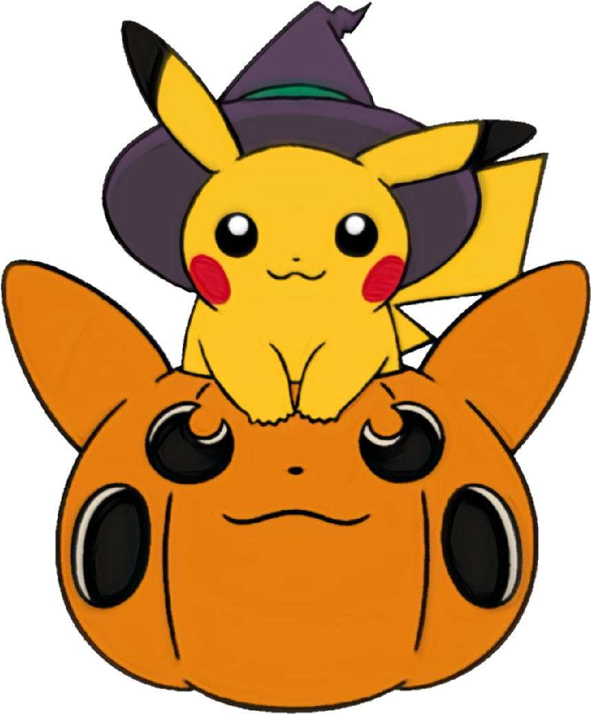 Halloween Cute Pumkin Hat Pokemon Pikachu Witch Wizard - Halloween Pikachu (932x1120), Png Download