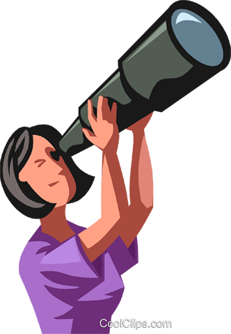Telescope Png - Woman With Telescope Clip Art (332x480), Png Download