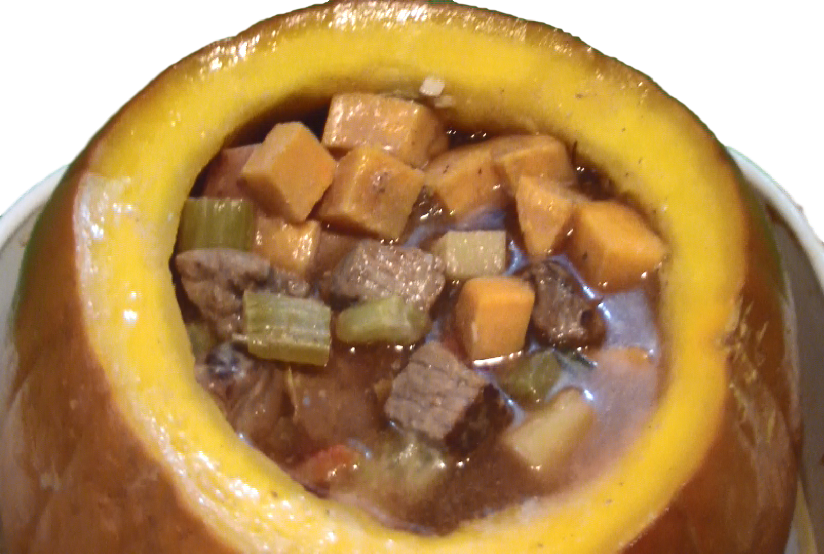 Pumpkin Beef Stew With Sweet Potato Baked In A Pumpkin - Curry (1605x1080), Png Download