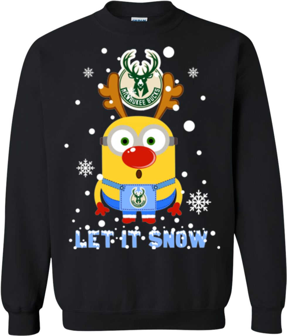Minion Milwaukee Bucks Ugly Christmas Sweaters Let - Christmas Jumper (1155x1155), Png Download