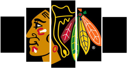 Hd Printed Chicago Blackhawks Logo 5 Piece Canvas - One Piece Straw Hat Canvas Art (480x300), Png Download
