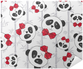 Seamless Pattern With Panda And Bamboo - Panda Cuteness Cartoon Pink (400x400), Png Download