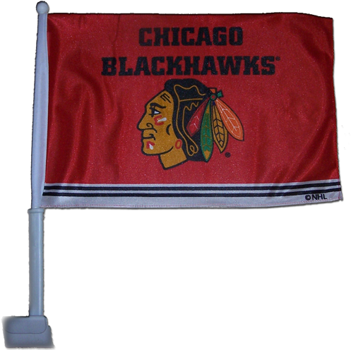 Chicago Blackhawks Car Flag Window Mounted - Chicago Blackhawks Black-red Premium 3' X 5' Flag (500x502), Png Download