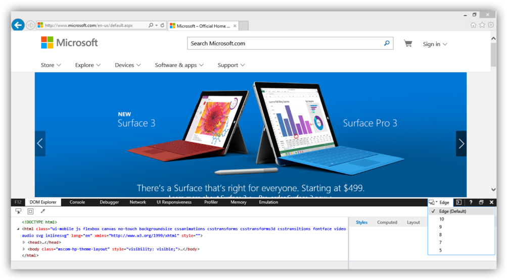 Microsoft Edge In Internet Explorer 11 - Reticare Inc Reticare 352t0303b Screen Protector - (1024x576), Png Download