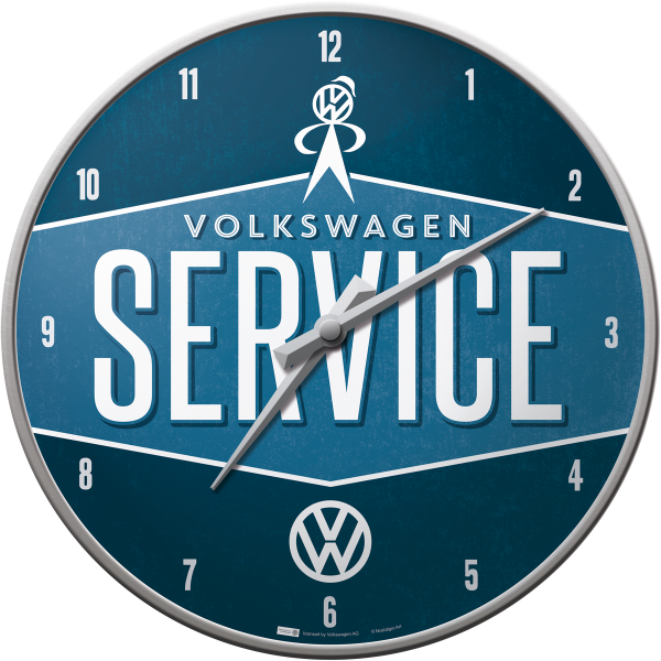 Nostalgic Art Wall Clock Volkswagen Service Retro Logo - Volkswagen Service Clock (600x600), Png Download