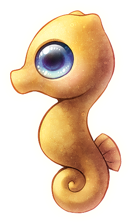 Cute Seahorse Png Transparent Picture - Cute Seahorse Drawing (350x470), Png Download