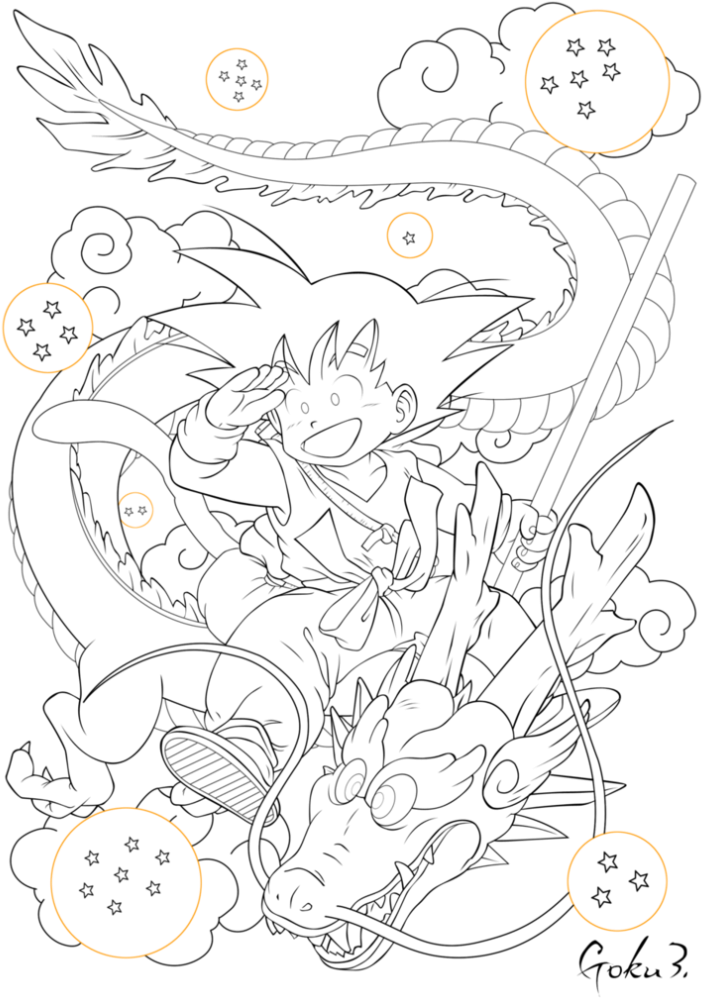 Shenron Goku Line Art Drawing Dragon Ball - Shenron Lineart (766x1024), Png Download