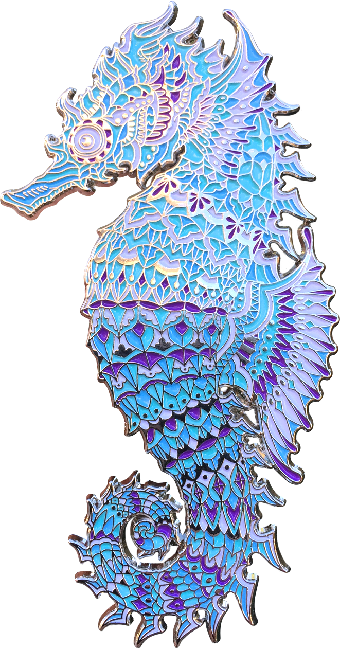Crystal Seahorse Pin - Seahorse Pin (661x1262), Png Download