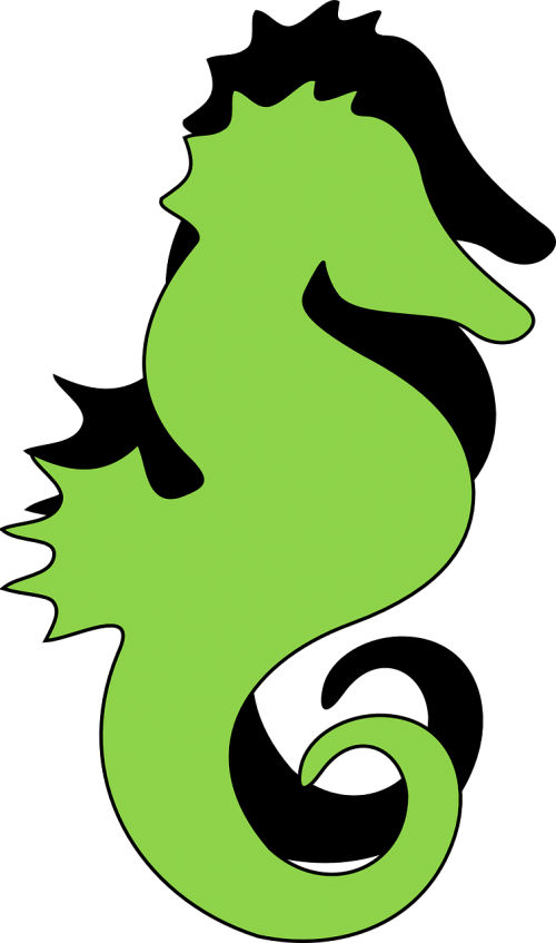 Vector Graphics - Silueta De Caballito De Mar (500x847), Png Download