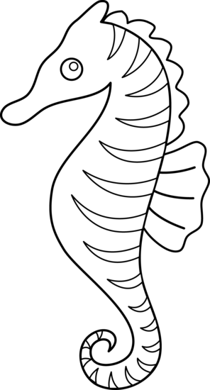 Blue Seahorse Clipart Free Clipart Images Image 2 - Sea Horse Line Art (296x550), Png Download