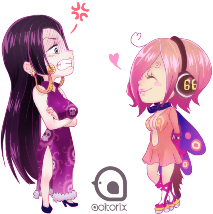 I Could Not Resist, I Had To Draw Hancock And Reiju - Boa Hancock Vs Reiju (500x461), Png Download