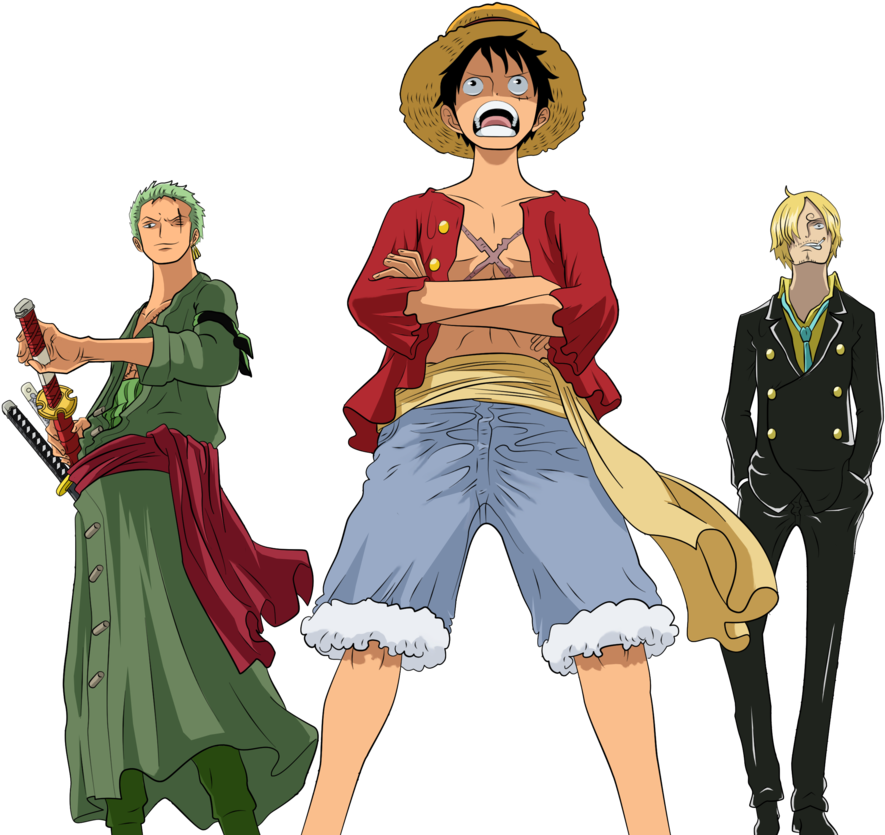 396kib, 910x877, Op 633 Luffy Zoro Sanji By Spitfire95-d42g8yb - T-shirt Men/women 3d One Piece Naruto Pikachu Cartoon (910x877), Png Download