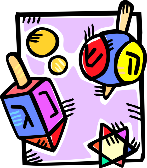 Vector Illustration Of Jewish Holiday Of Chanukah Hanukkah (614x700), Png Download