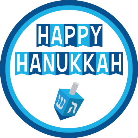 Hanukkah Napkin Knot - Happy Hanukkah Dreidel (450x450), Png Download
