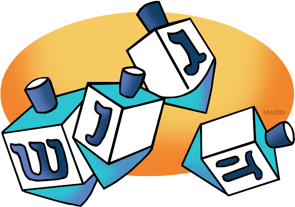 Banner Black And White Stock Dreidel Clipart Blue - Dreidel Clip Art (636x450), Png Download