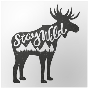 Vector Illustration With Moose Silhouette And Lettering - Illustration Moose (400x400), Png Download