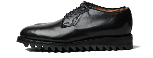 704 1603 Plain Toe W Ripple Sole Black No Wedge Sole (500x400), Png Download