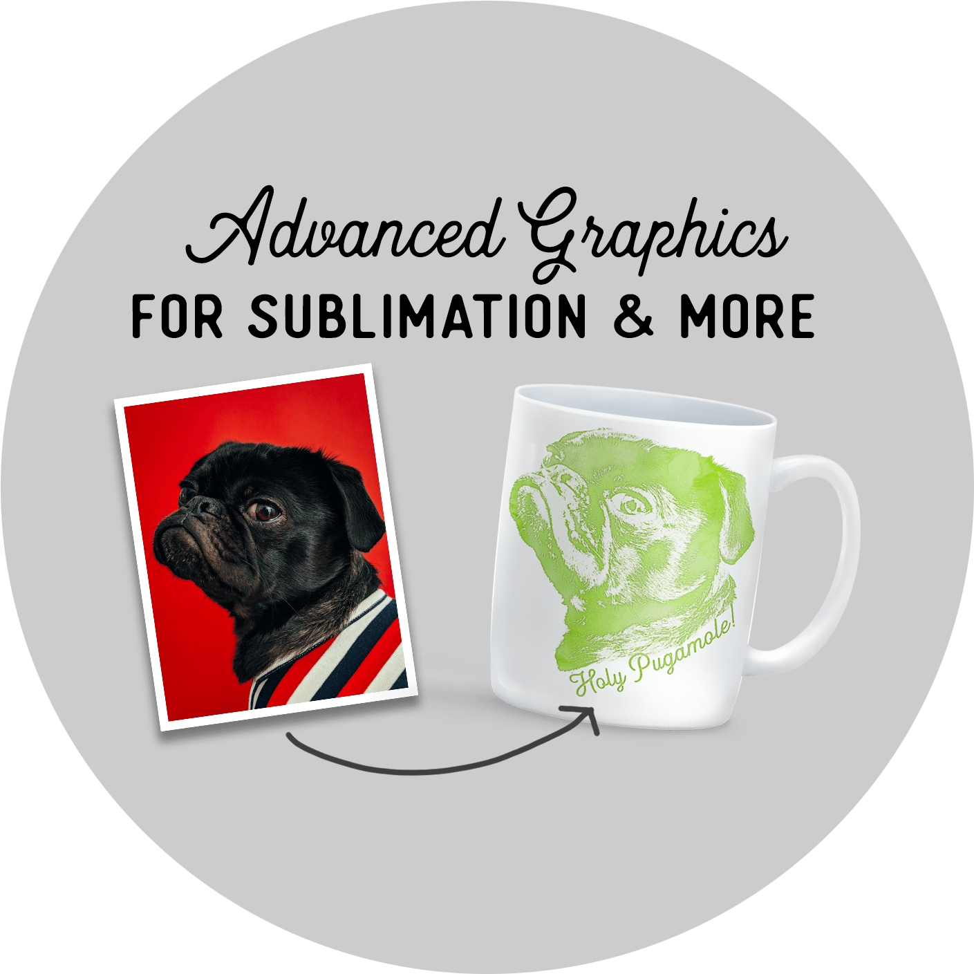 Advanced Graphics For Sublimation - Pug (1440x1440), Png Download