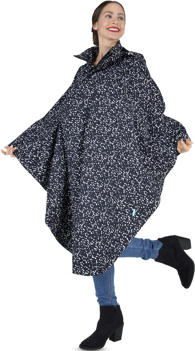 Rain Cape Belle Black/white - Happy Rainy Days Waterproof Rain Cape, One Size (1200x1200), Png Download