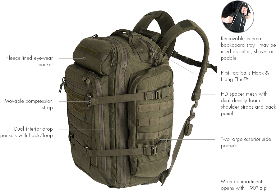Specialist 3-day Backpack - First Tactical Specialist 3-day Backpack Od Green (900x735), Png Download