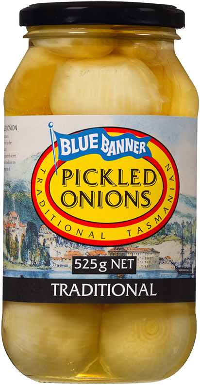 Blue Banner Pickled Onions 525g - Blue Banner Onions Pickled 525g (412x794), Png Download
