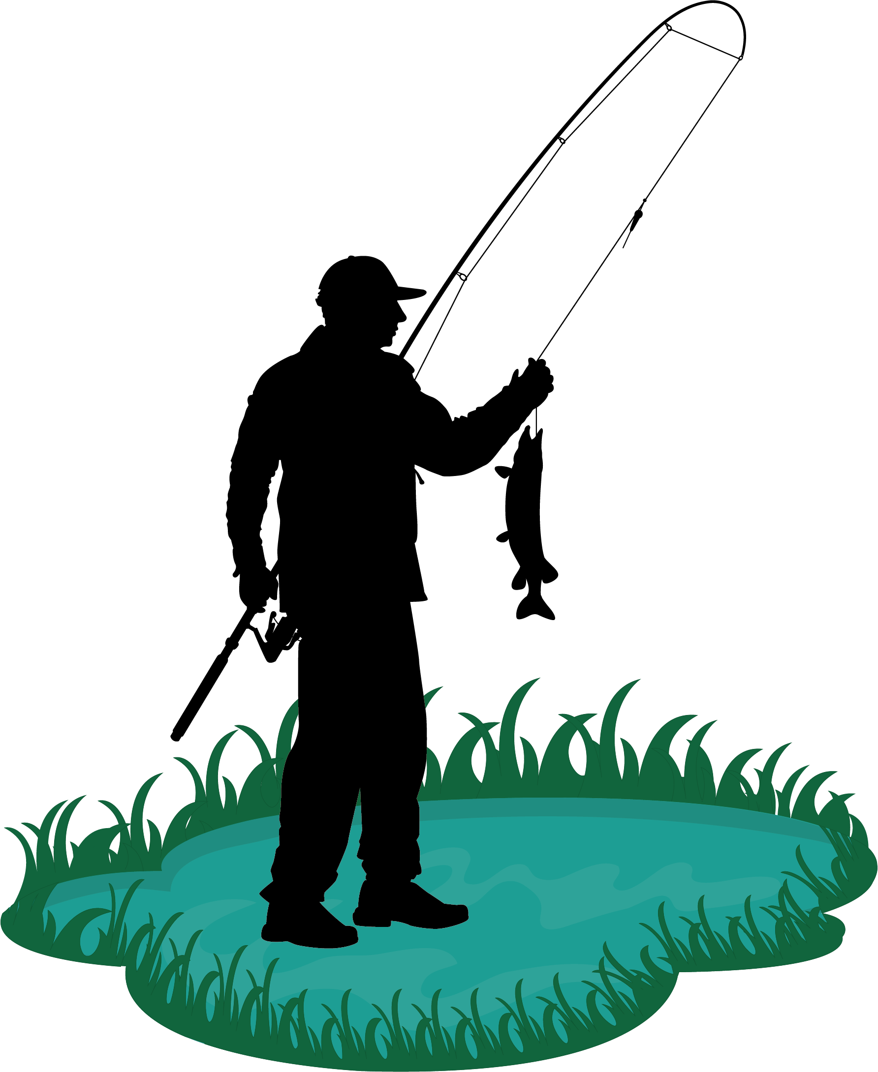 Clip Library Stock Fishing Rod Clip Art Old Man Transprent - Cartoon Man Fishing (1784x2180), Png Download