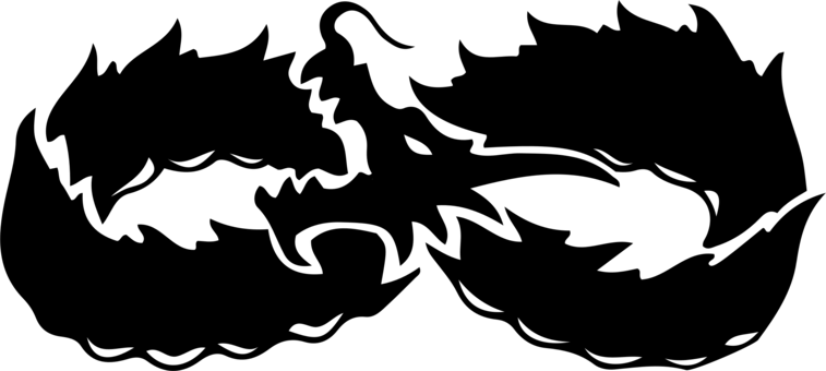 Dragon Black And White Visual Arts Drawing Silhouette - Illustration (757x340), Png Download