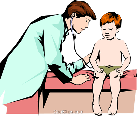 Doctor With Child Patient Royalty Free Vector Clip - Doctor With Patient Clipart Png (480x405), Png Download