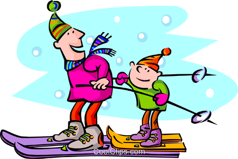 Parent And Child Skiing Royalty Free Vector Clip Art - Ski Fahren Clipart (480x321), Png Download