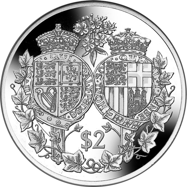South Pacific Nation Celebrates Platinum Wedding Anniversary - Platinum Wedding Anniversary Coat Of Arms 2017 Silver (650x650), Png Download