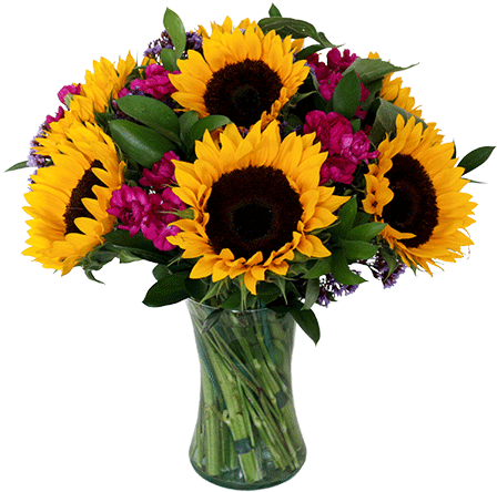 Florero Con Girasoles Y Clavelinas - Ramo De Girasoles Png (900x600), Png Download