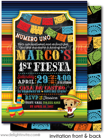 Birthday Invitations Tagged "fiesta 1st Birthday Invitations" - Birthday (442x600), Png Download