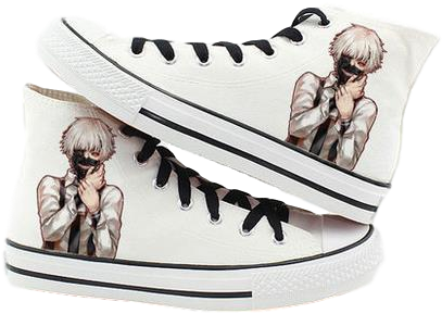 Tokyo Ghoul Ken Kaneki Dress Shirt Canvas Sneakers - Tokyo Ghoul Shoes (434x383), Png Download