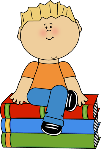Kid Sitting On Books - Kid Book Clipart (340x500), Png Download