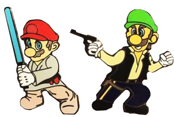 Mario Skywalker And Luigi Solo Hat Pins Misprints - Luigi (480x480), Png Download